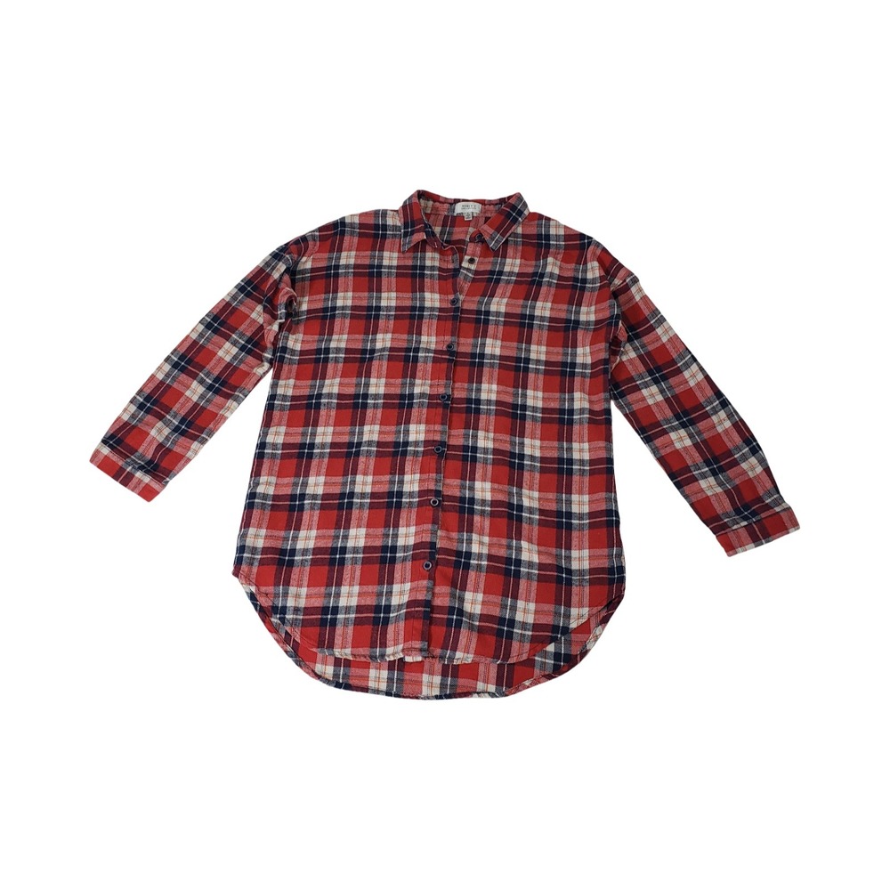 Noble U Los Angeles Red Blue Plaid Flannel Button Down Shirt Large